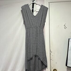 Extra small dress, striped, navy blue and white.
